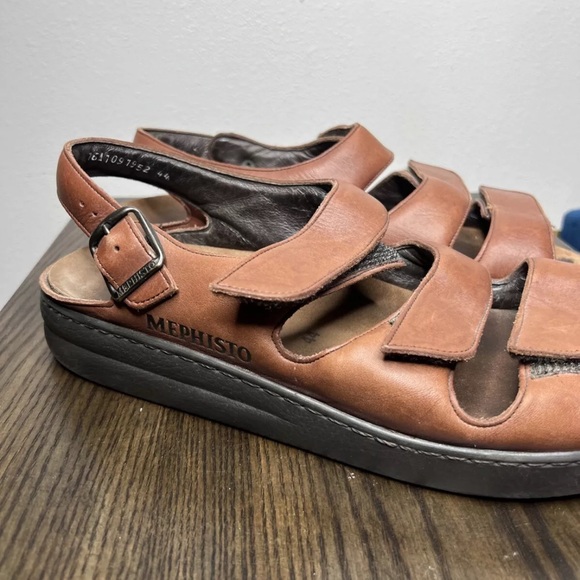 Mephisto Mobils Comfort Sandals Men’s Sz 10 EUR 44 Brown Leather Slingback EUC - Picture 2 of 9